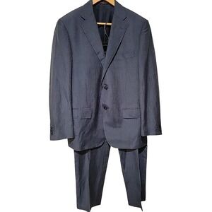 CORNELIANI Wool & Silk‎ Suit Blue w/ White Beaded Stripes 40R (50R Italy) 36x29